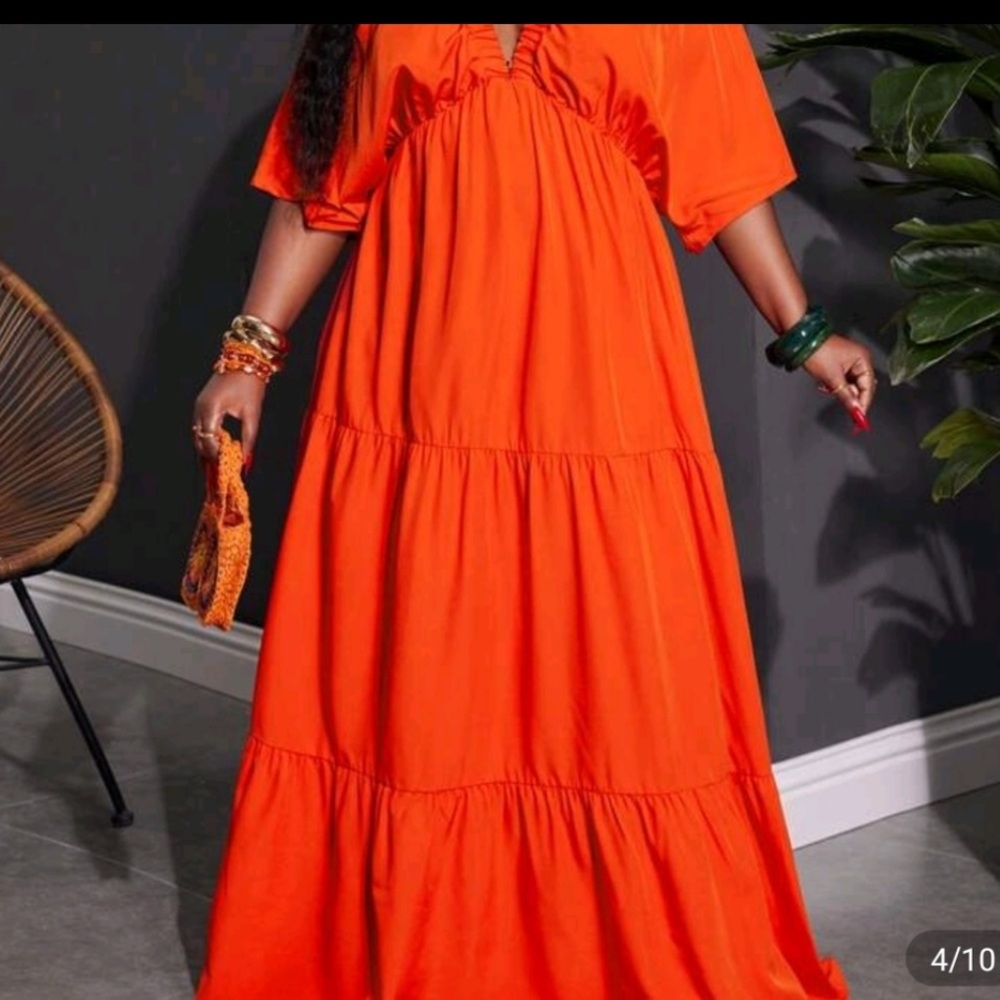 SHEIN Vibrant Orange Maxi Dress - Picture 12 of 16